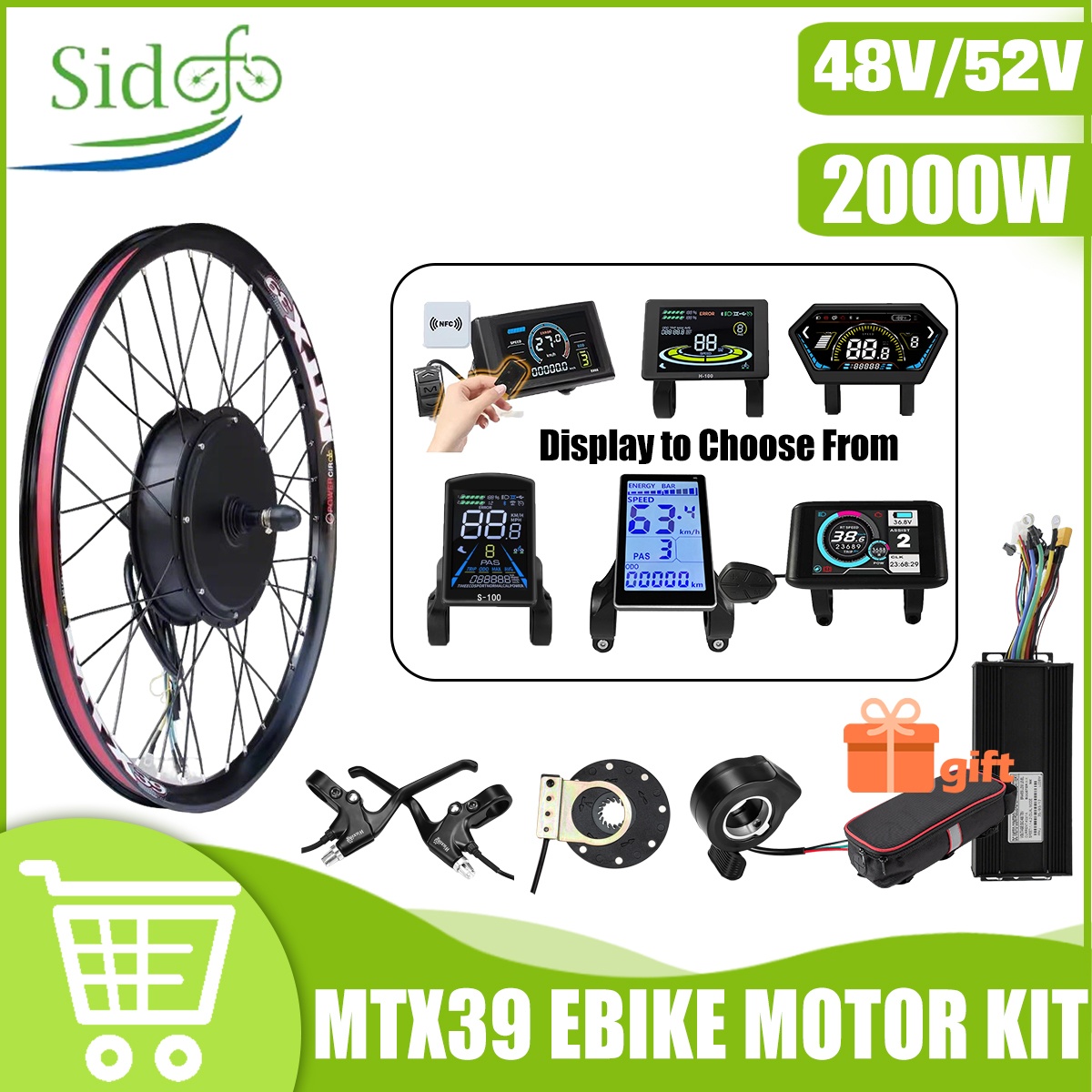 Gearless Hub Motor Conversion Kit 2000W With Display - Kit Konversi Sepeda Listrik Motor Hub