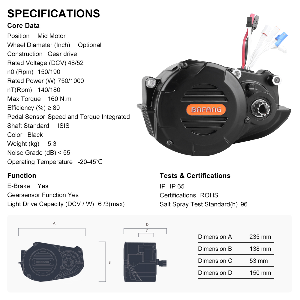 risunmotor M620 G510 48V 52V 1 - Mid Drive Conversion Kit 1000W ulasan dan harga