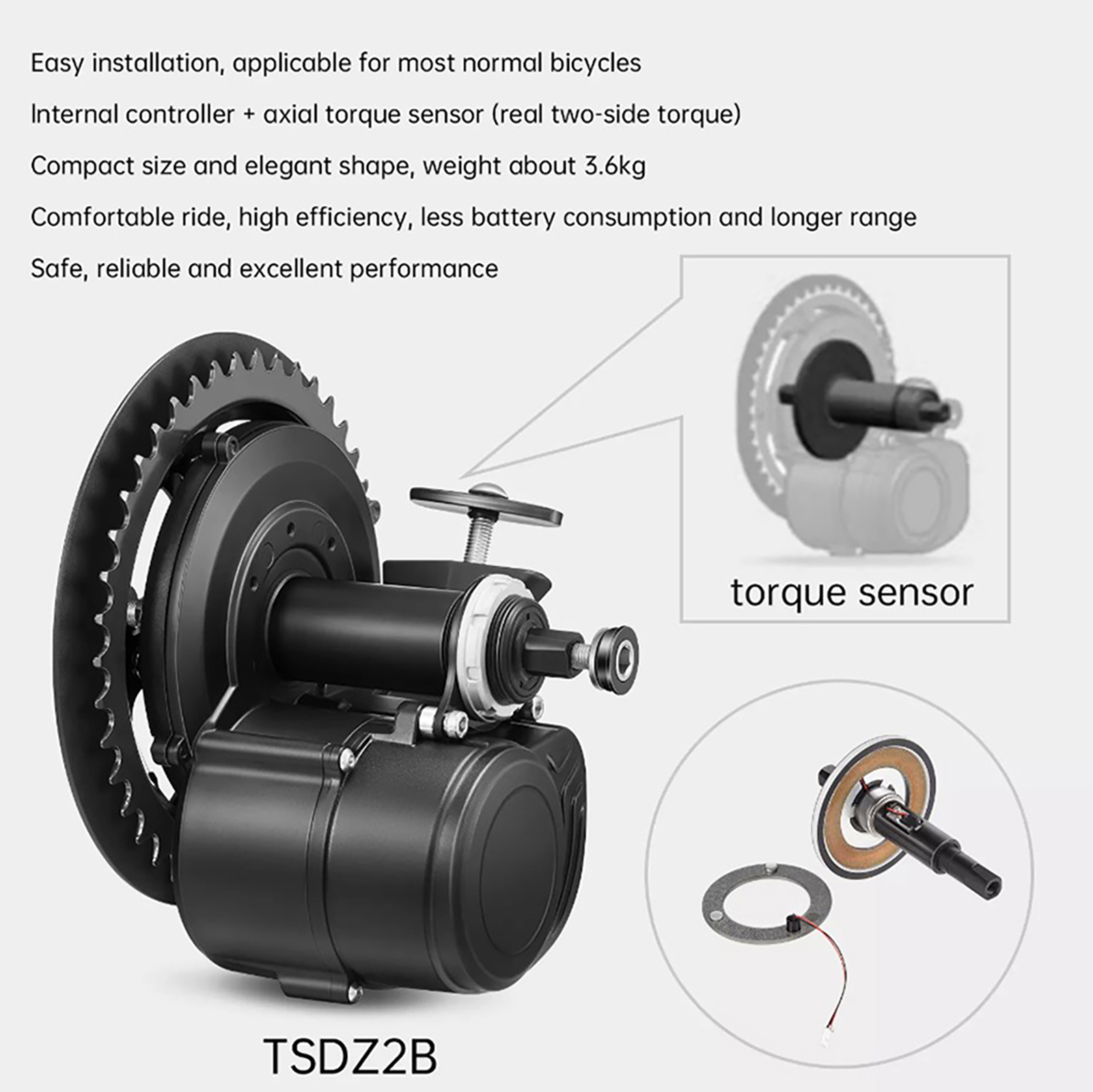 Tongsheng TSDZ2B BB 120mm 100m - Torque Sensor Mid Drive Motor Kit ulasan dan harga
